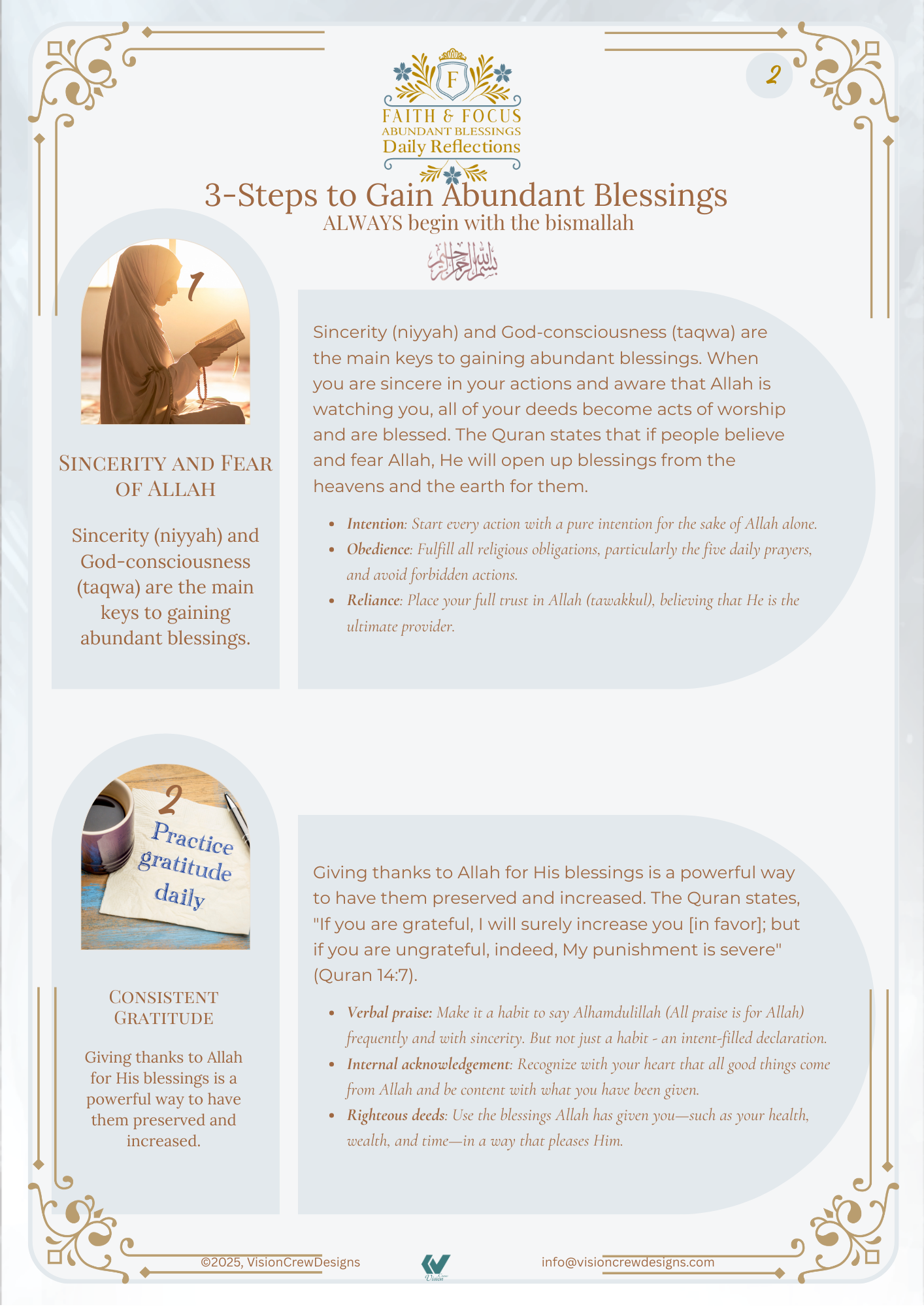 Faith & Focus Abundant Blessings Routine Reset Worksheet