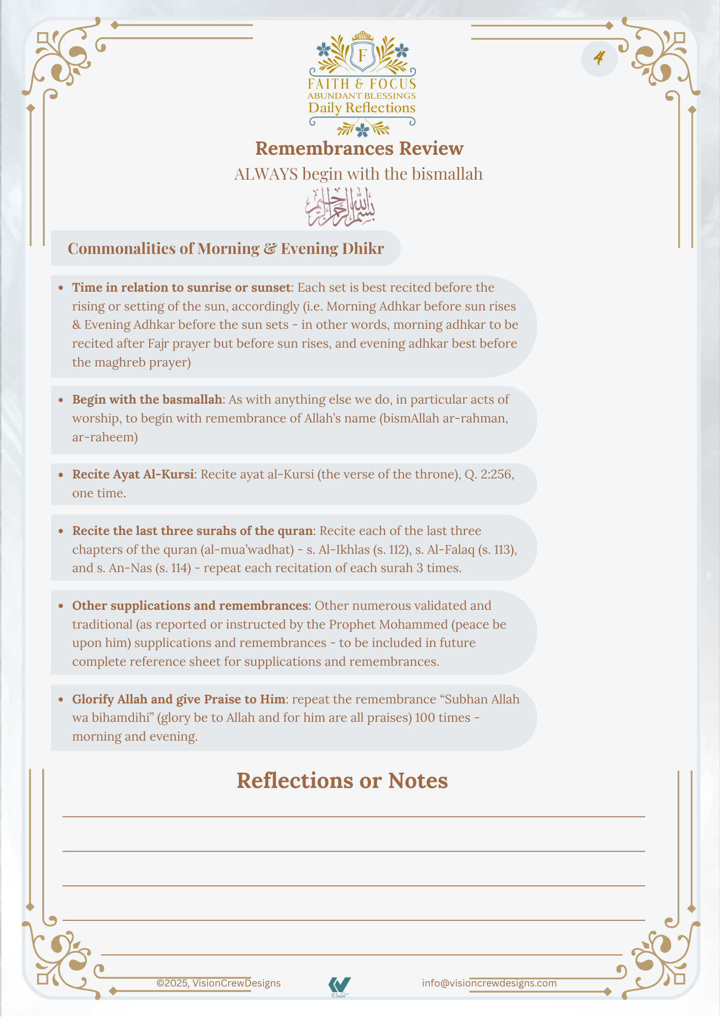 Faith & Focus Abundant Blessings Routine Reset Worksheet