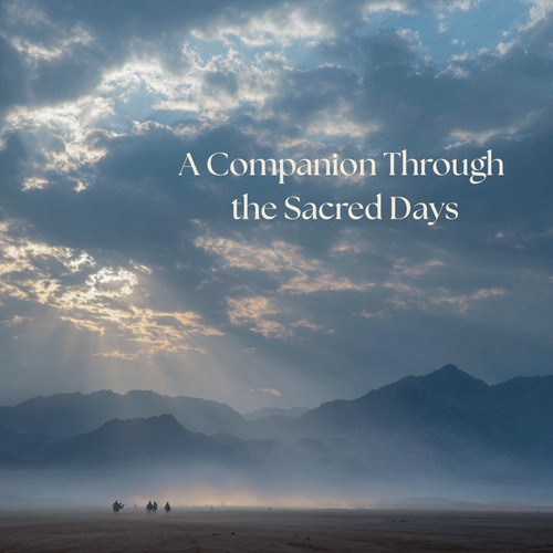 Sun rays breaking through dramatic clouds above distant desert mountains during the sacred days of Dhul Hijjah, with the title ‘A Companion Through the Sacred Days’ displayed in elegant serif typography.
